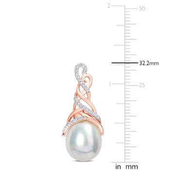 12-12.5MM South Sea Cultured Pearl and 1/3 CT TW Diamond Earrings in
Rose Plated Sterling Silver