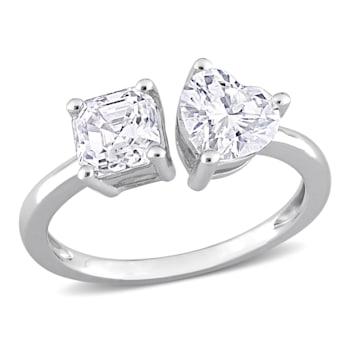2 CT TGW Created Moissanite 2-Stone Ring in Sterling Silver