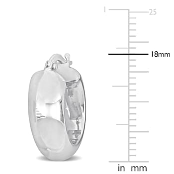 18mm Huggie Hoop Earrings in 10k White Gold