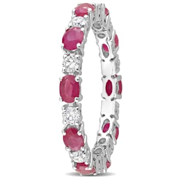 2 CT TGW Ruby and 3/4 CT TW Diamond Eternity Ring in 14K White Gold