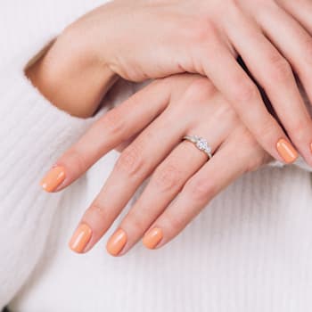 1-3/8 CT DEW Created Moissanite 3-Stone Engagement Ring in 10K Yellow Gold