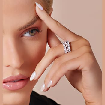 1 CT DEW Created Moissanite Anniversary Band in Sterling Silver