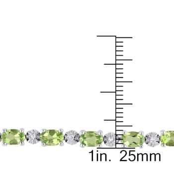 8 4/5 CT TGW Peridot and Diamond Accent Bracelet in Sterling Silver