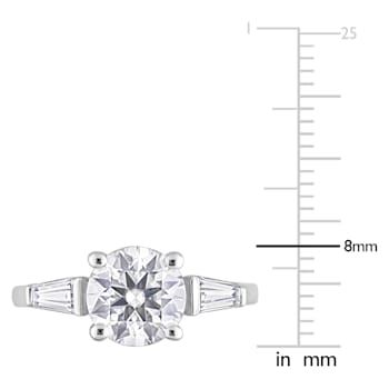 2 1/10 CT TGW Created Moissanite 3-Stone Ring in Sterling Silver