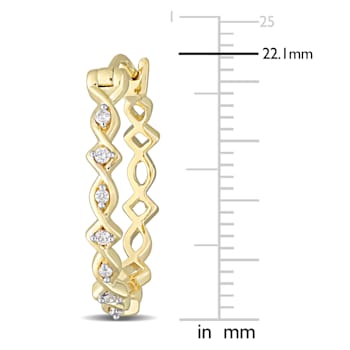 1/10 CT TW Diamond Hoop Earrings in 10k Yellow Gold