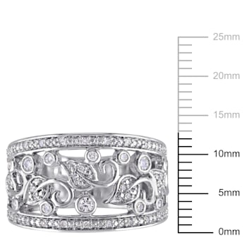 1/4 CT TW Diamond Filigree Floral Ring in Sterling Silver