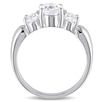 3 1/2 CT TGW Created White Sapphire 3-Stone Ring in Sterling Silver