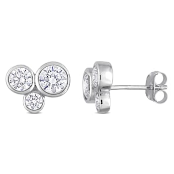2 3/4 CT TGW Cubic Zirconia 3-Stone Earrings in Sterling Silver