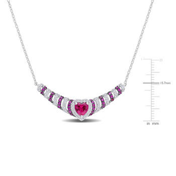 1 7/8 CT TGW Created Ruby and Created White Sapphire Heart Necklace in
Sterling Silver