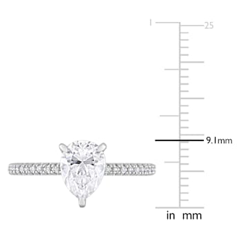 1-1/4 CT DEW Created Moissanite and 1/10 CT TW Diamond Engagement Ring
in 14K White Gold