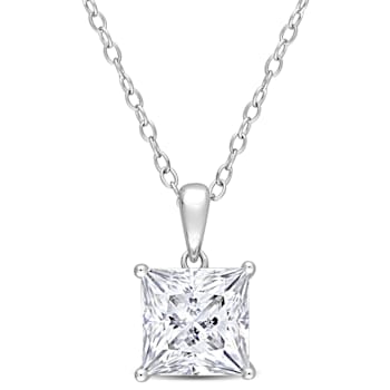 3 CT DEW Created Moissanite Solitaire Pendant with Chain in Sterling Silver