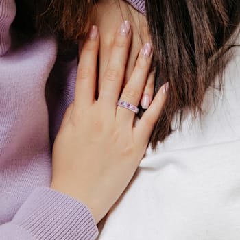 4/5 CTW Created Pink and Created White Sapphire Anniversary Band in
Sterling Silver