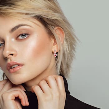 1 7/8 CT TGW Created Ruby and Created White Sapphire Earrings in
Sterling Silver