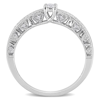 1/10 CT TW Diamond Vintage Engagement Ring in Sterling Silver