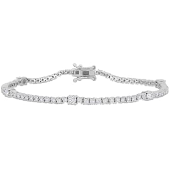 2 CT TGW Created Moissanite Station Bracelet in Sterling Silver
