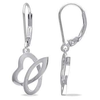 Heart Leverback Earrings in Sterling Silver