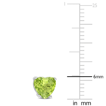 1 5/8 CT TGW Heart Shape Peridot Stud Earrings in Sterling Silver