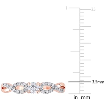 1/4 CT TGW Created White Sapphire and 1/10 CT TW Diamond Infinity Ring
Rose Plated Sterling Silver