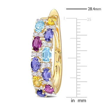 6 1/6 CT TGW Rhodolite, Iolite, Citrine and Topaz Hoops in Yellow Gold
Over Sterling Silver