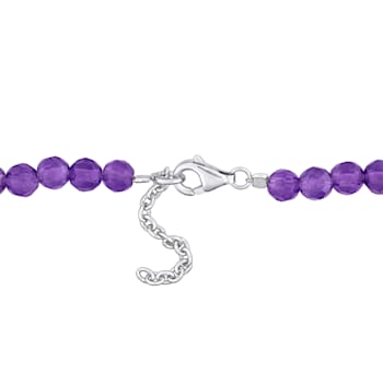6 1/2 CT TGW Amethyst Beaded Bracelet with Sterling Silver Clasp