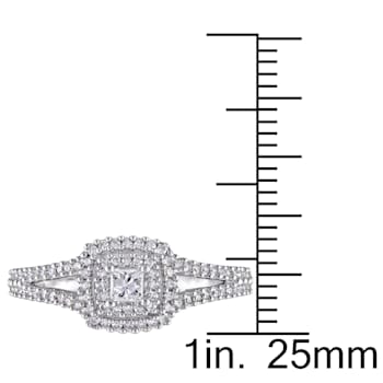 3/8 CT TW Princess Cut Diamond Double Halo Split Shank Engagement Ring
in Sterling Silver
