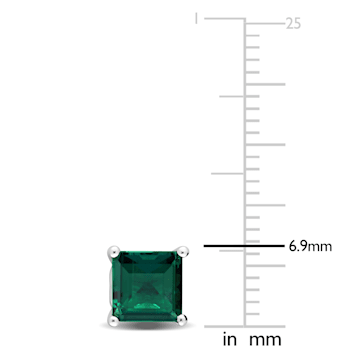 2 1/3 CT TGW Square Created Emerald Stud Earrings in Sterling Silver