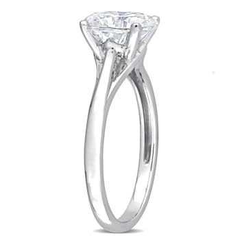 2 CT DEW Created Moissanite Solitaire Engagement Ring in 14K White Gold