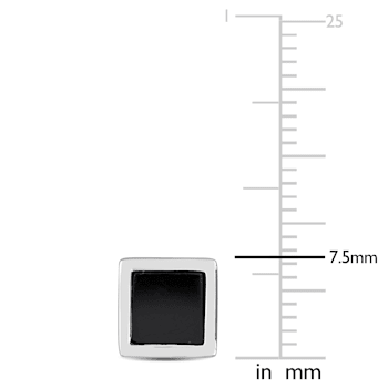 1 CT TGW Hematite Square Stud Earrings in Sterling Silver