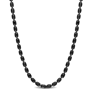 Oval Ball Chain Necklace in Black Rhodium Plated Sterling Silver