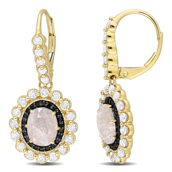 3 4/5 CT TW Black & White Multi-Shape Diamonds Oval Leverback
Earrings in 10k Yellow Gold 