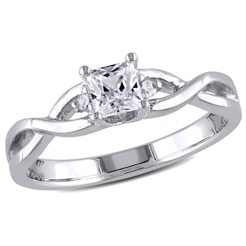 3/8 CT TGW Created White Sapphire and Diamond Accent Infinity Ring in
Sterling Silver