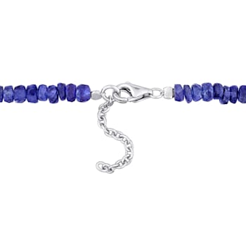 11 1/2 CT TGW Blue Sapphire Beaded Bracelet with Sterling Silver Clasp