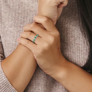 1 2/5 CTW Created Emerald and Created White Sapphire Ring in Yellow Gold
Plated Sterling Silver