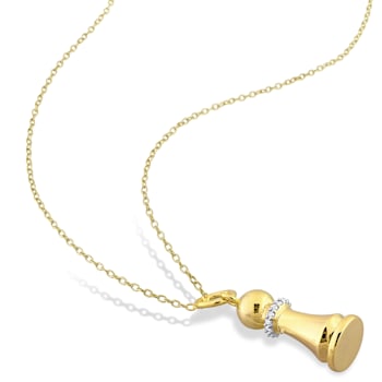 King Chess Charm Diamond Accent  Pendant with Chain in Yellow Plated
Sterling Silver