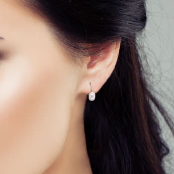 4/5 CT DEW Created Moissanite Octagon Halo Leverback Earrings in
Sterling Silver