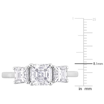 1 3/4 CT TGW Created Moissanite 3-Stone Ring in Sterling Silver