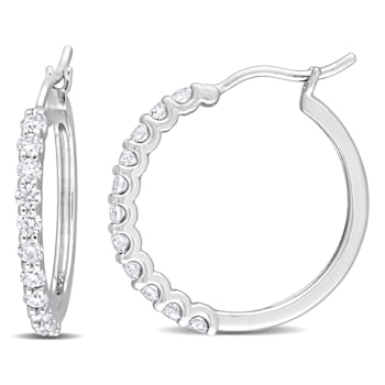 1 CT TDW Diamond Half-Set Hoop Earrings in Platinum