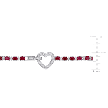 5 5/8 CT TGW Ruby and 3/4 CT TW Diamond Tennis Bracelet in 18k White Gold
