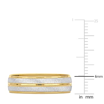 Men's 6mm Double Row Wedding Band in 14K 2-Tone Gold