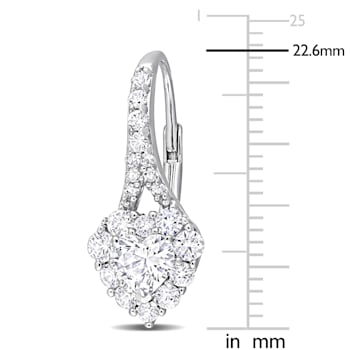 2 2/5 CT TGW Created White Sapphire Halo Heart Earrings in Sterling Silver