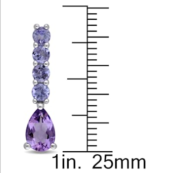 2-3/5ctw Amethyst and Tanzanite Drop Earrings in Sterling Silver