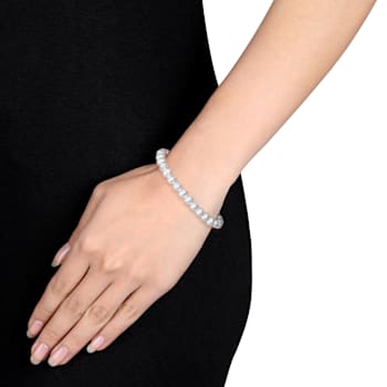 6-7MM Freshwater Cultured Pearl Bracelet, Necklace, and Earrings Set in Brass