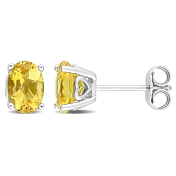 1 3/8 CT TGW Oval Citrine Stud Earrings in Sterling Silver