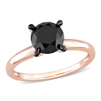 2 ct Black Diamond Solitaire Engagement Ring in 14K Rose Gold