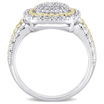 1/3ctw Diamond Rope Design Ring in White and 18K Yellow Gold Over
Sterling Silver