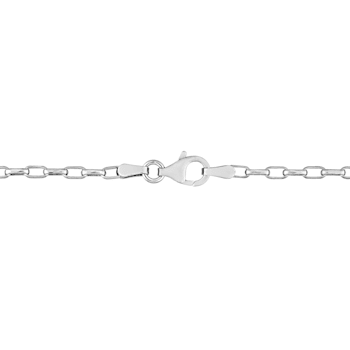 Fancy Rectangular Rolo Chain Necklace in Sterling Silver