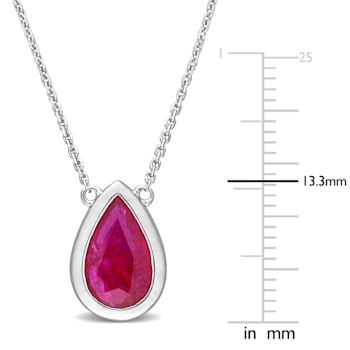 1 7/8  CT Ruby Teardrop Pendant with Chain in 14K White Gold