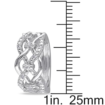 1/10 CT TW Diamond Intertwined Hoop Earrings in Sterling Silver