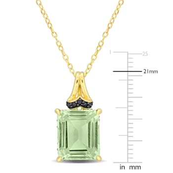 5 5/8 CT TGW Green Quartz and Black Sapphire Pendant with Chain in
Yellow Plated Sterling Silver