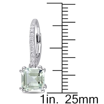 2 1/3 CT TGW Green Quartz and 1/10 CT TDW Diamond Earrings in Sterling Silver